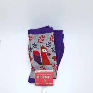 Purple and Gray Squirrel Patterned Socks